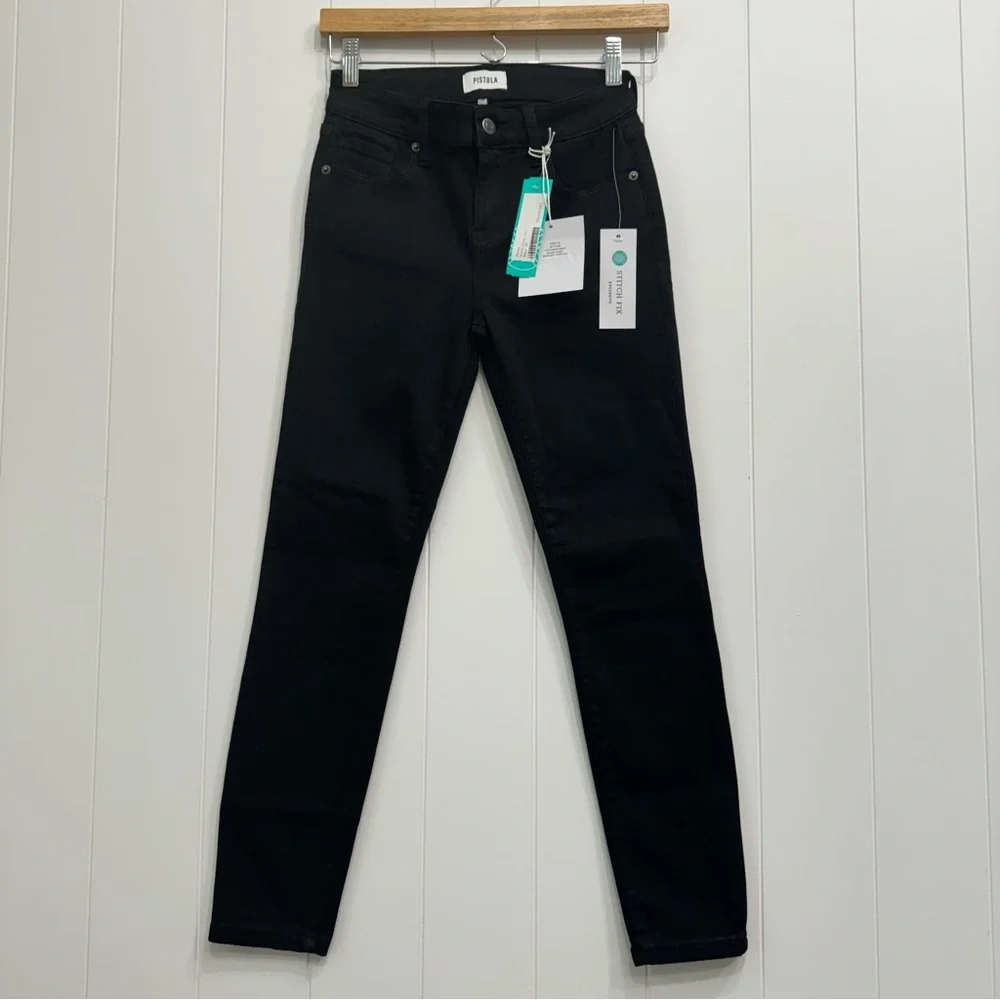 Pistola Mid Rise Skinny Denim Jeans Black Size 26 NWT Stretch Cropped Ankle - Picture 2 of 14